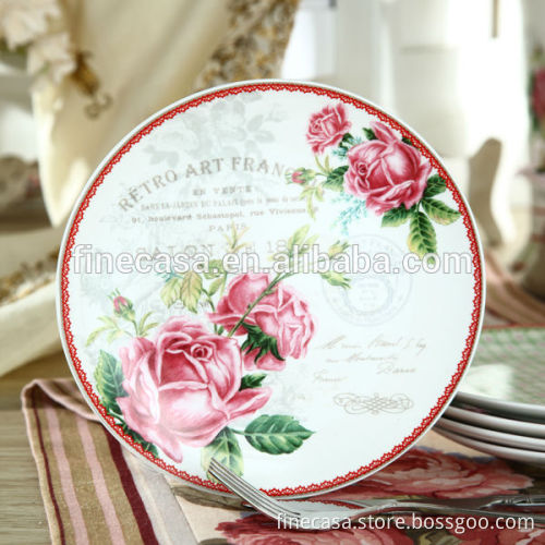 8 Inches Fine New Bone China Floral Plate set of 4 in Gift Box